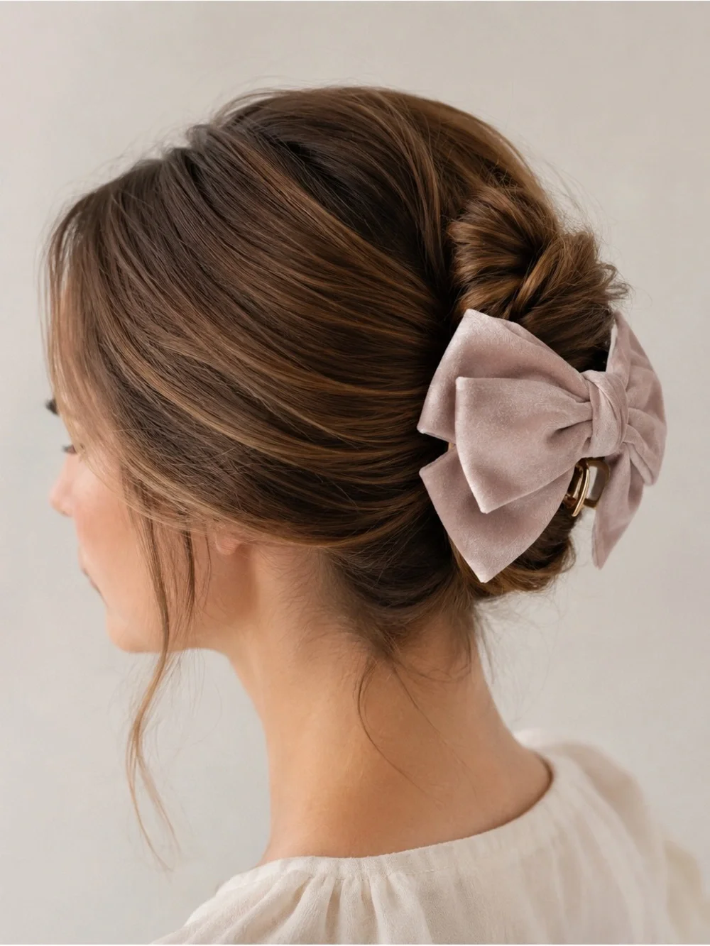5.5” Dusty Mauve Satin Bow Alligator Hair Clip | Elegant Oversized Hair Accessor